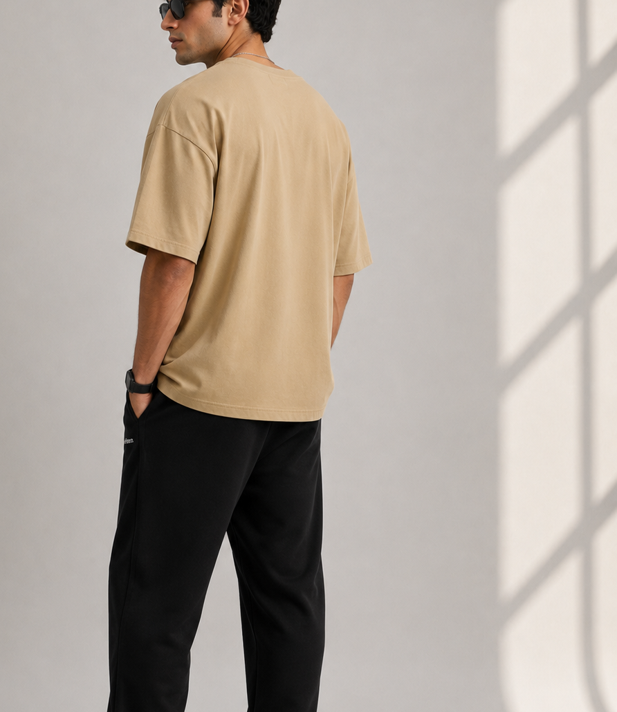 Urban Setters Oversized Fit T-Shirt - Desert Beige back view