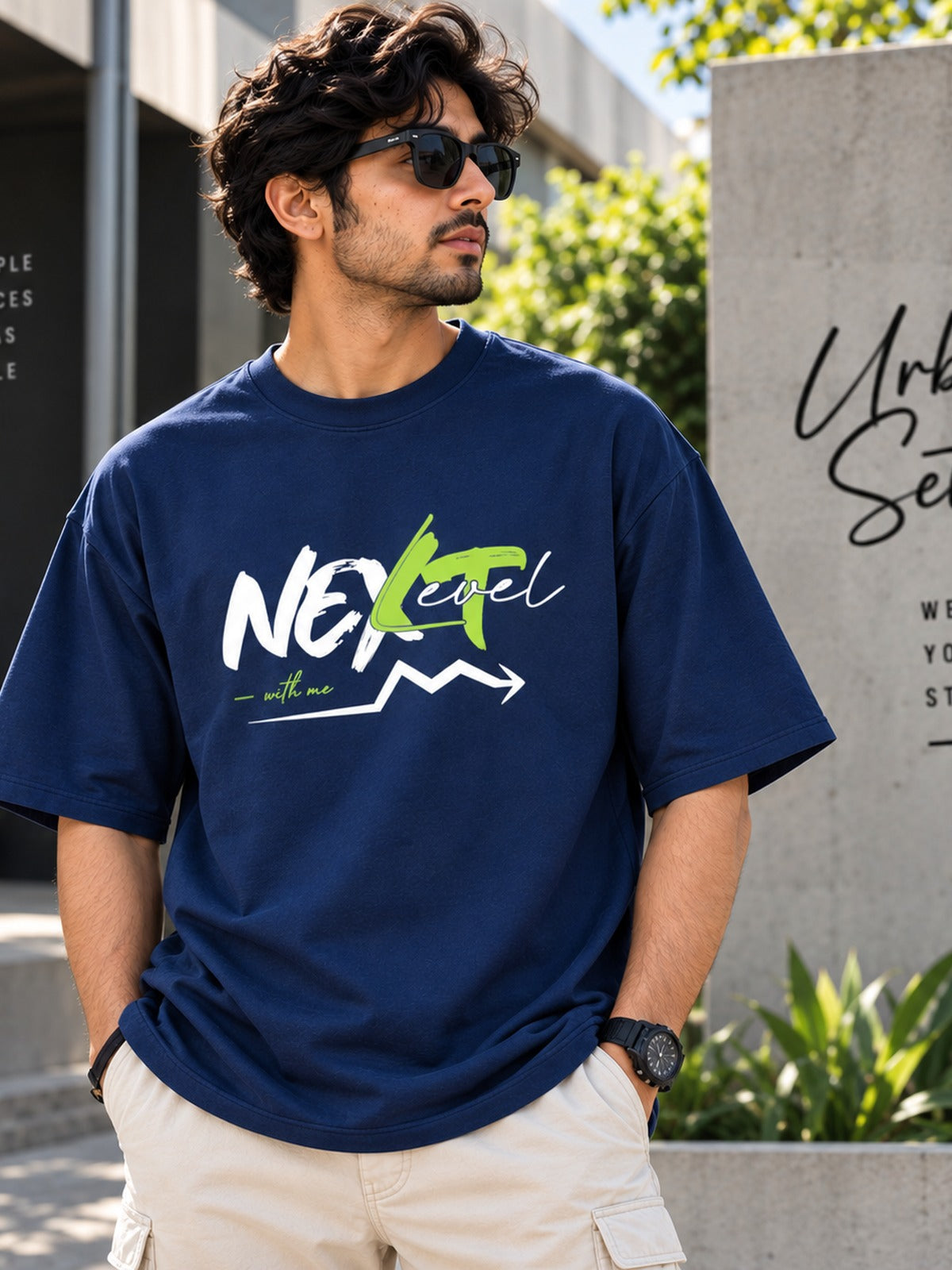Urban Setters Next Level Oversized T-Shirt Navy Blue - photo 1