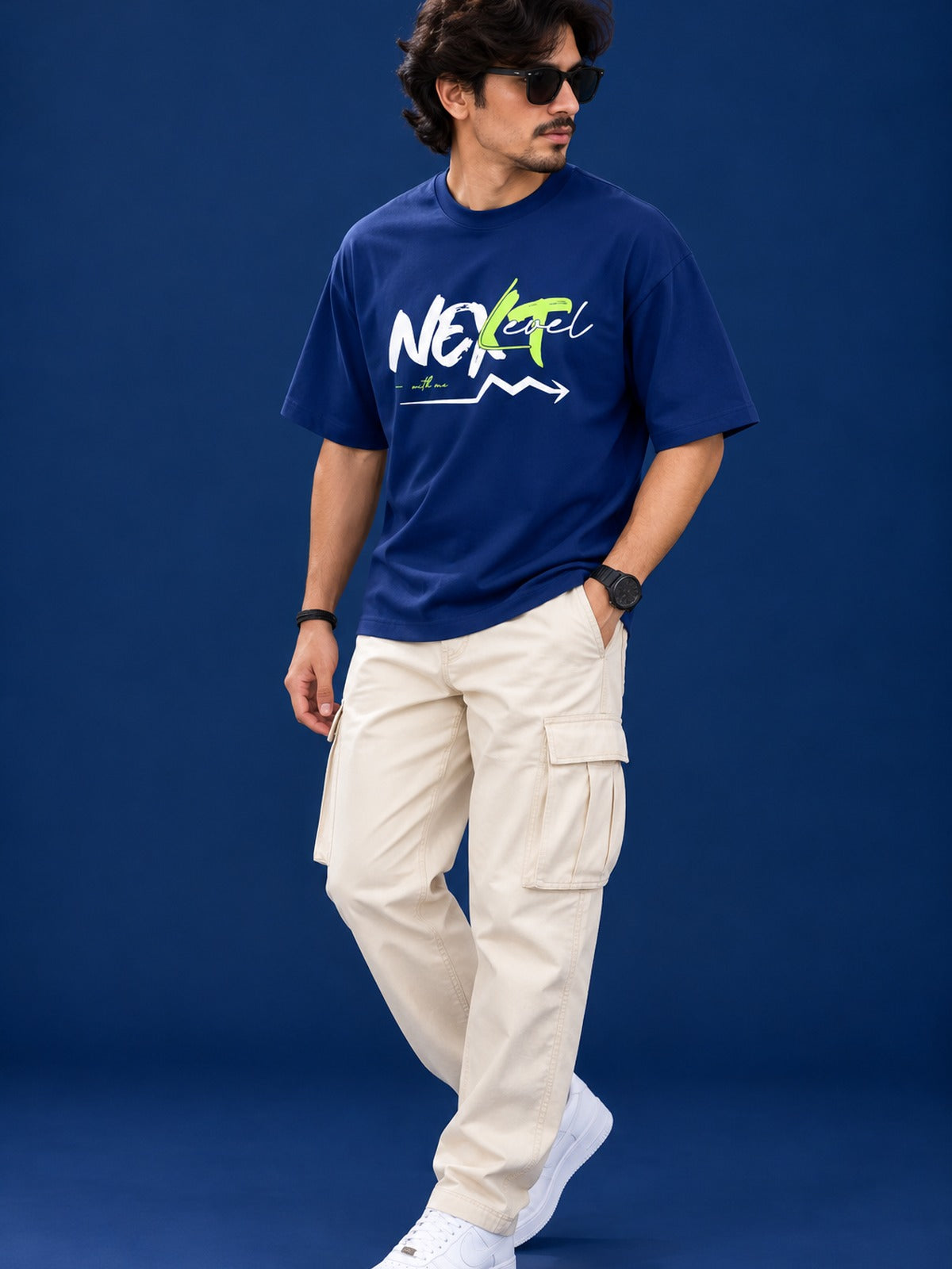 Urban Setters Next Level Oversized T-Shirt Navy Blue - photo 3