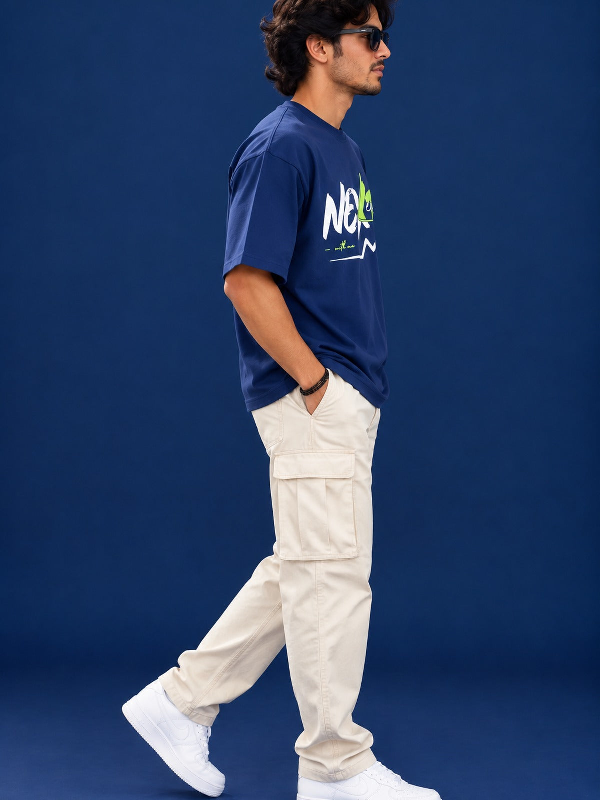 Urban Setters Next Level Oversized T-Shirt Navy Blue - photo 4