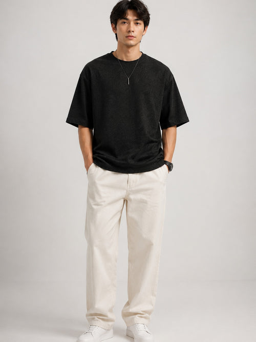 Urban Setters Regular Fit T-Shirt - Black Charcoal Melange - front view