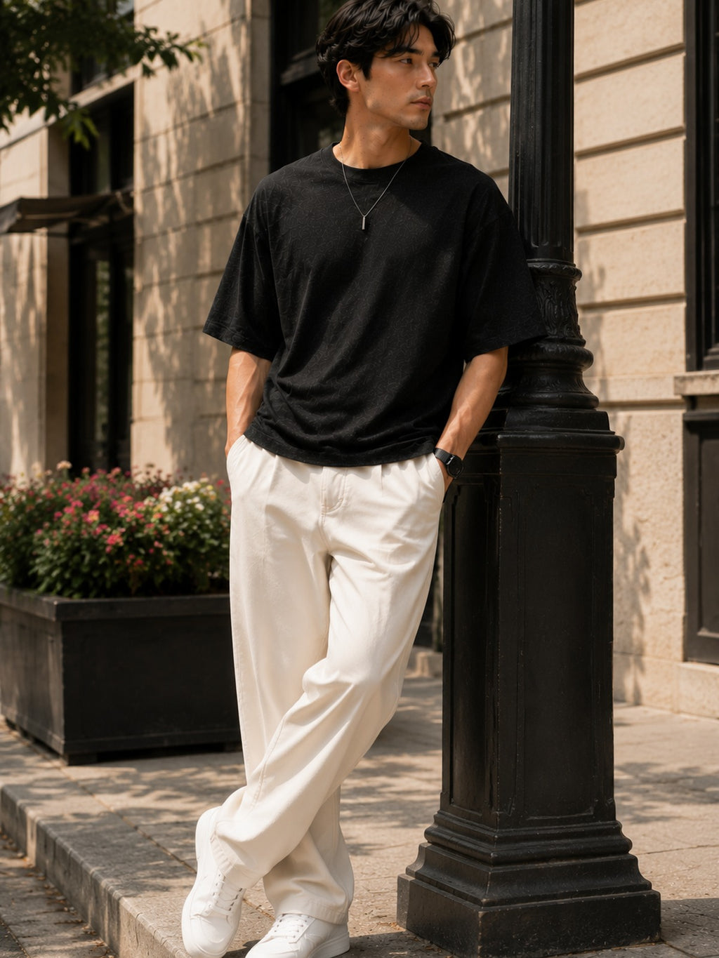 Urban Setters Regular Fit T-Shirt - Black Charcoal Melange - lifestyle