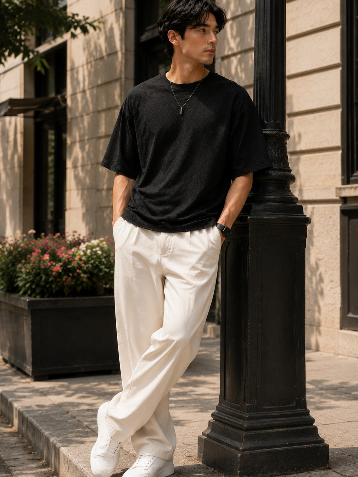Urban Setters Regular Fit T-Shirt - Black Charcoal Melange - lifestyle