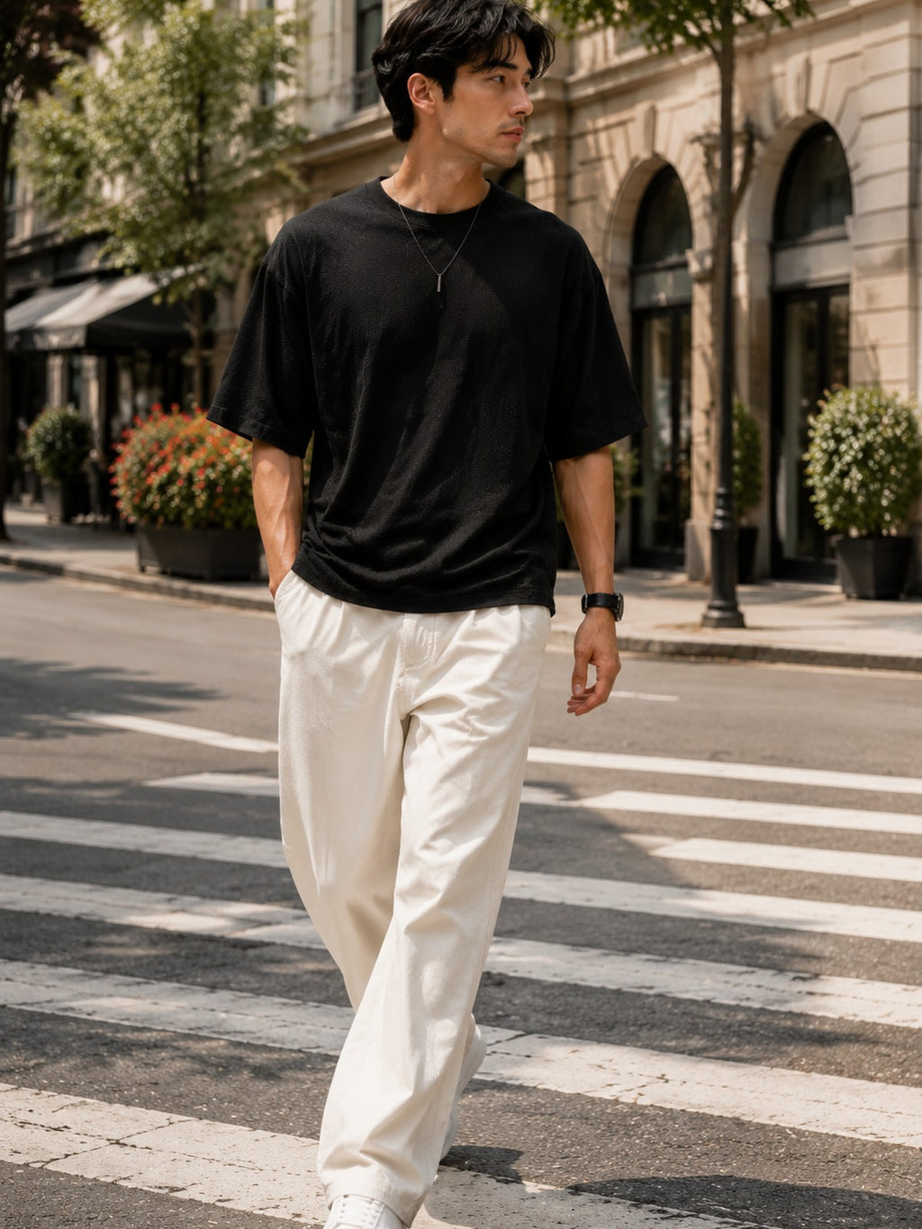 Urban Setters Regular Fit T-Shirt - Black Charcoal Melange - lifestyle 2