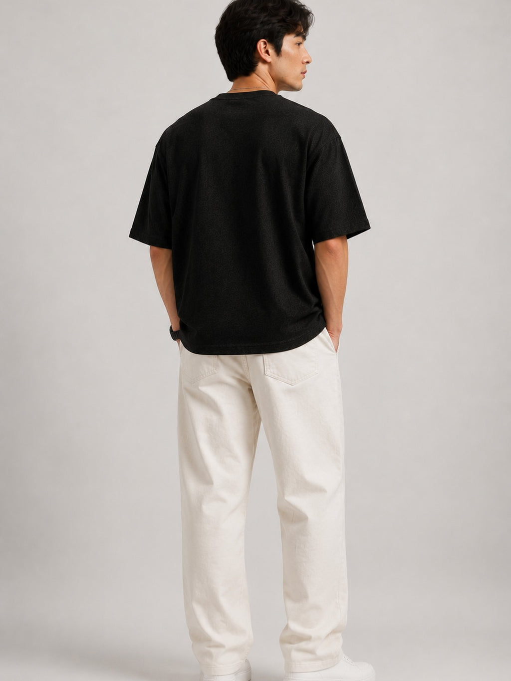 Urban Setters Regular Fit T-Shirt - Black Charcoal Melange - back view