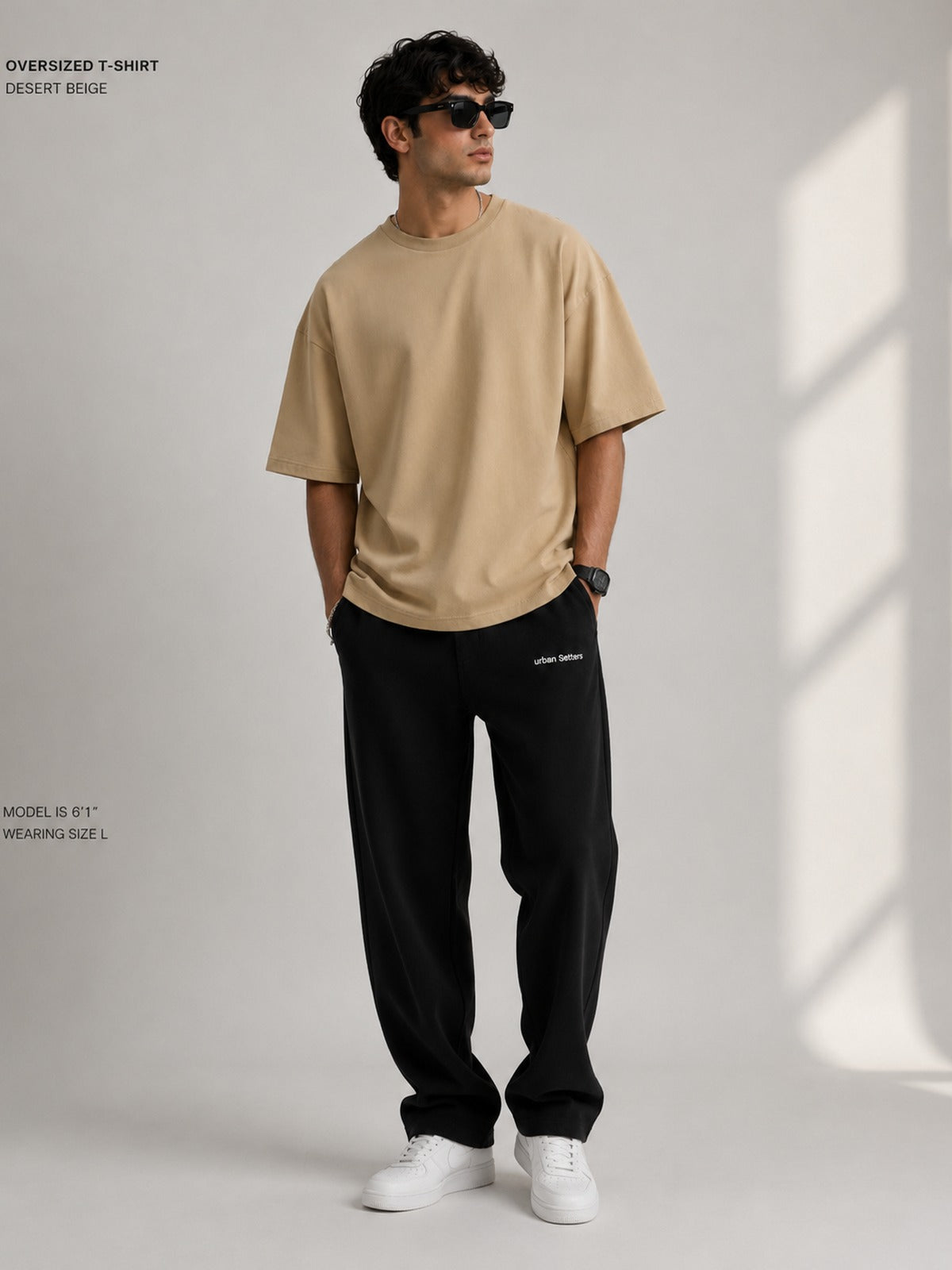 Urban Setters Regular Fit T-Shirt - Desert Beige - front view
