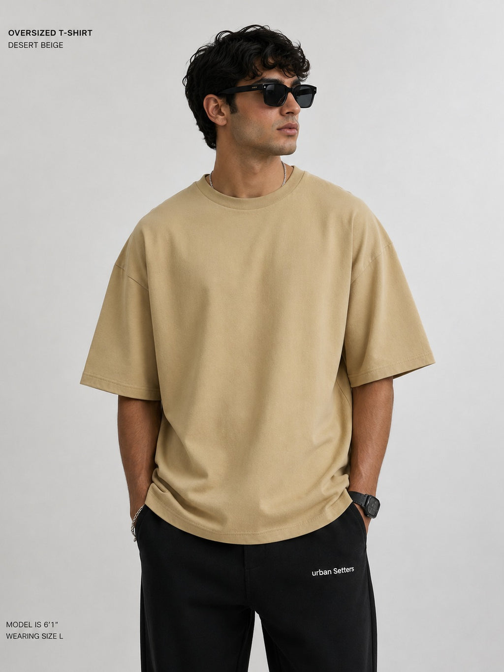 Urban Setters Regular Fit T-Shirt - Desert Beige - close up