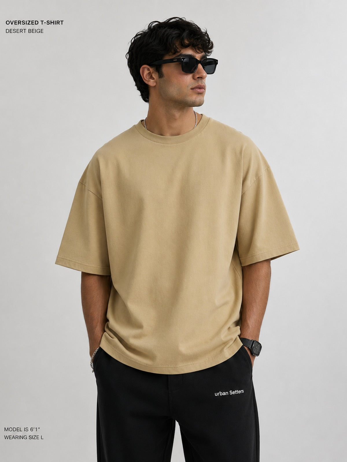 Urban Setters Regular Fit T-Shirt - Desert Beige - close up